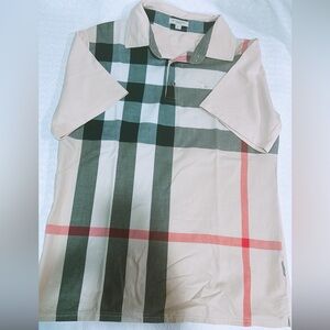 Burberry Beige and Red Checkered Shirt
